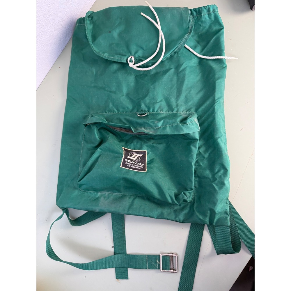 Seaway Rucksack OS Green Good Vintage Nylon Drawstring Backpack Gorpcore Retro